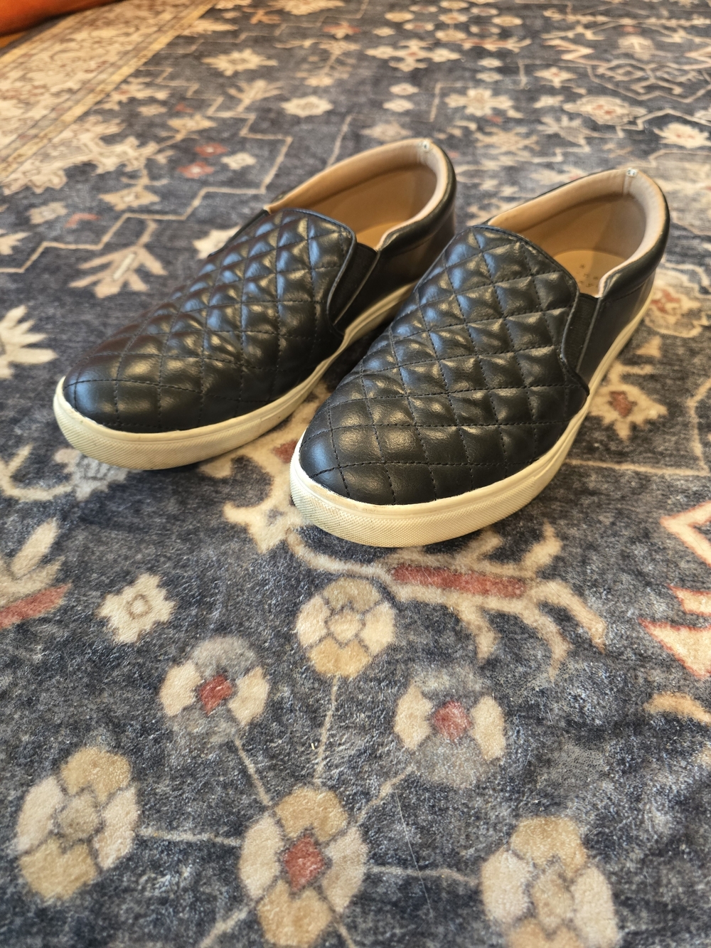 Target Quilted Black Slip-On Sneakers with White Sole